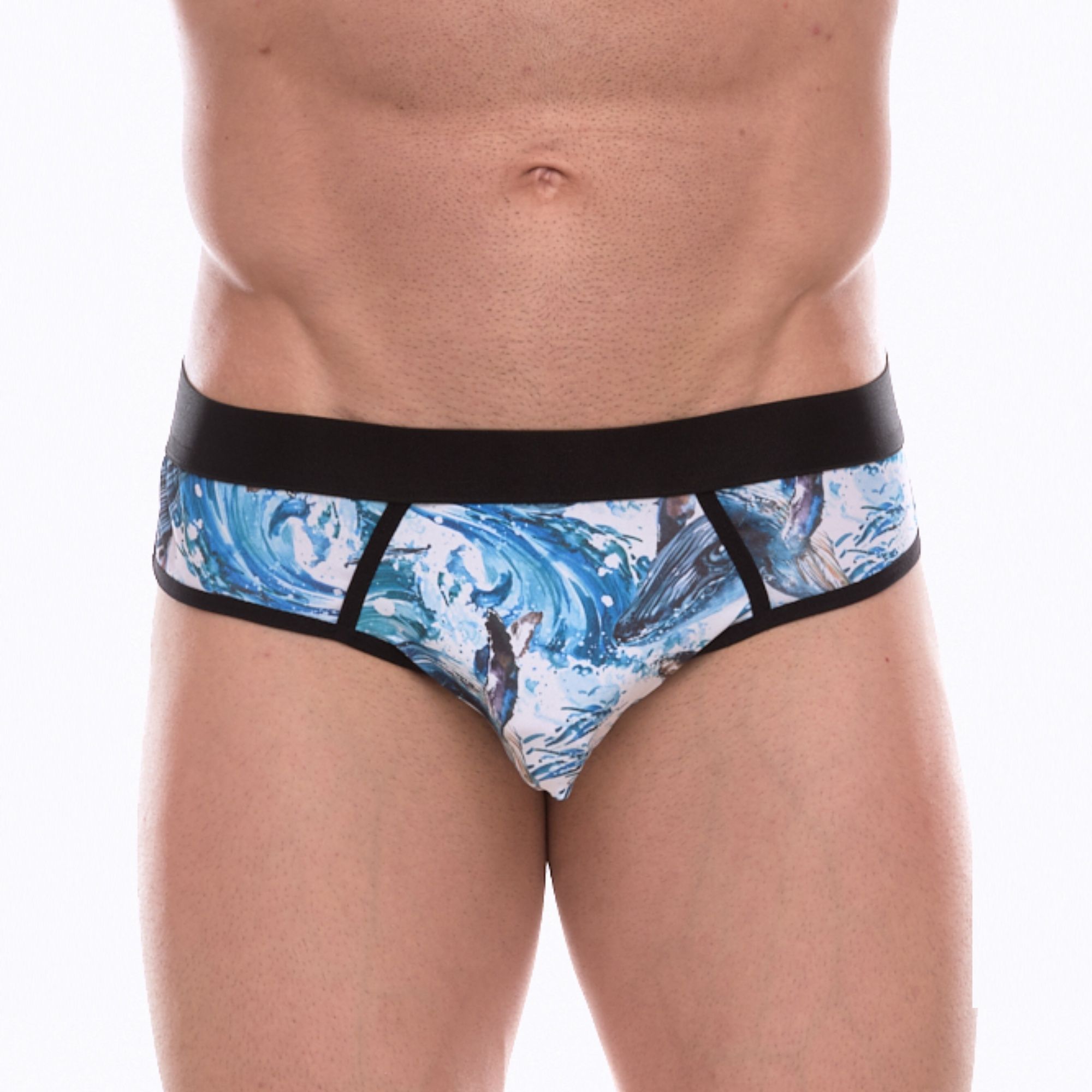 Мужские трусы-джоки с принтом в виде волн и китов 378149 - фото 871955