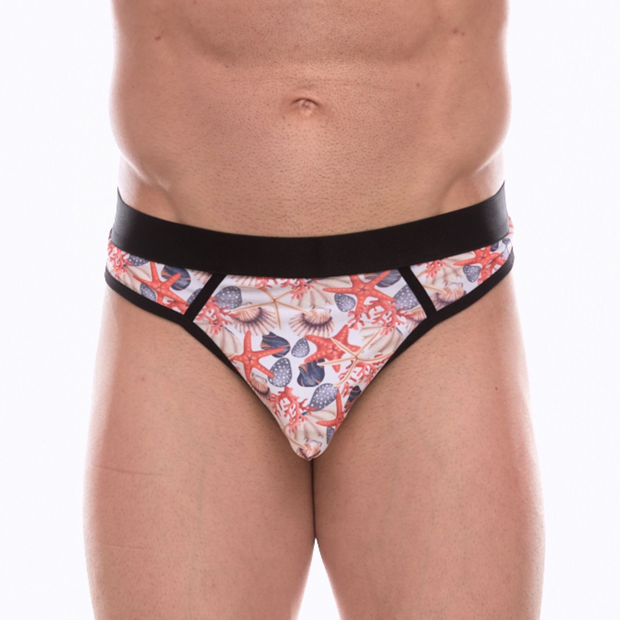 Мужские трусы-стринги с принтом в виде разноцветных ракушек 378192 - фото 871973