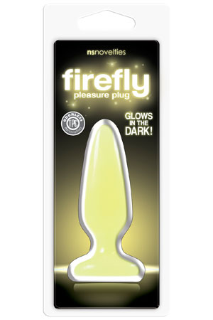 Желтая анальная пробка, светящаяся в темноте, Firefly Pleasure Plug Small - 10,1 см. - фото 142901