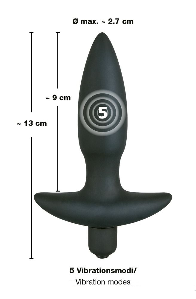 Анальная вибровтулка с 5 скоростями вибрации Vibrating Plug Small - 13 см. - фото 183890