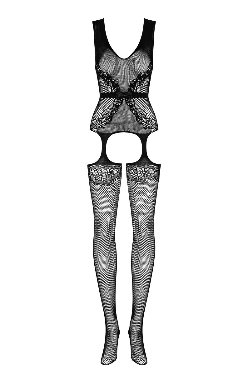 Полупрозрачный кэтсьюит с ажурным узором - фото 143641