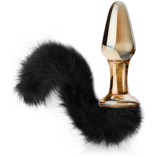 Прозрачная анальная пробка с меховым хвостиком - фото 144018