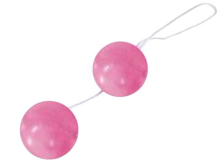 Розовые глянцевые вагинальные шарики - фото 313828