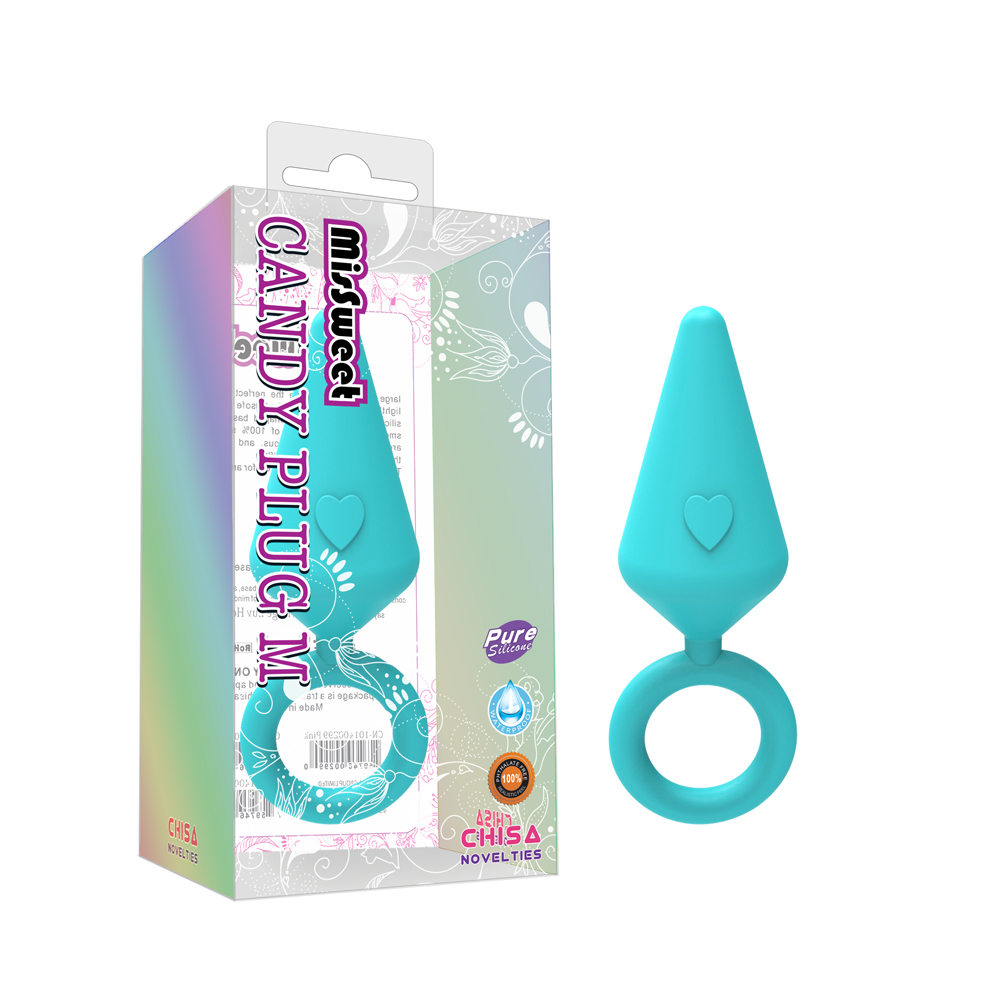 Голубая анальная втулка с кольцом - 9,5 см. - фото 144508