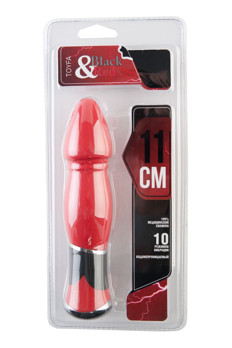 Красный вибратор с заострённой головкой - 11,4 см. - фото 144527