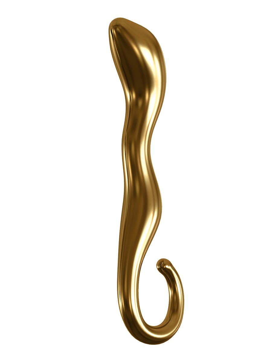 Золотистый стеклянный фаллоимитатор для стимуляции точки G - 18 см. - фото 144679