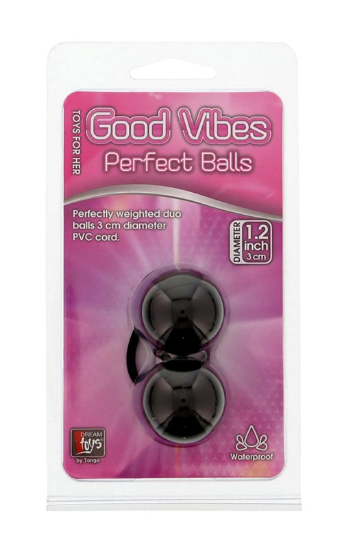 Чёрные вагинальные шарики на мягкой сцепке GOOD VIBES PERFECT BALLS - фото 144901