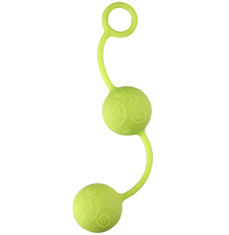 Зелёные вагинальные шарики с завитушками на поверхности - фото 314140
