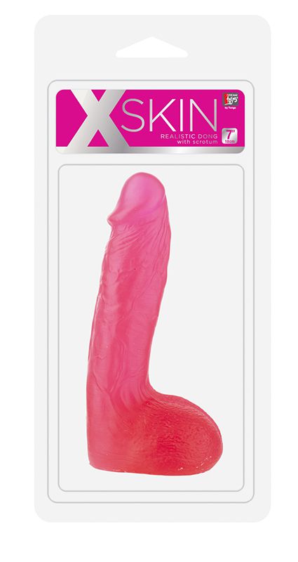 Розовый фаллоимитатор XSKIN 7 PVC DONG - 18 см. - фото 144919