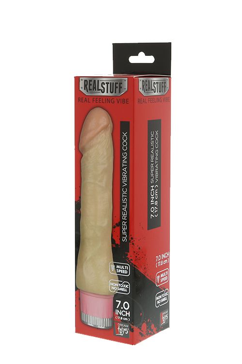 Телесный вибратор-реалистик REALSTUFF 7INCH VIBRATOR - 17,8 см. - фото 145044