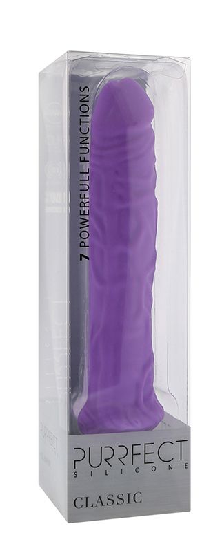 Фиолетовый вибратор-реалистик PURRFECT SILICONE CLASSIC 8.5INCH - 21,5 см. - фото 181591