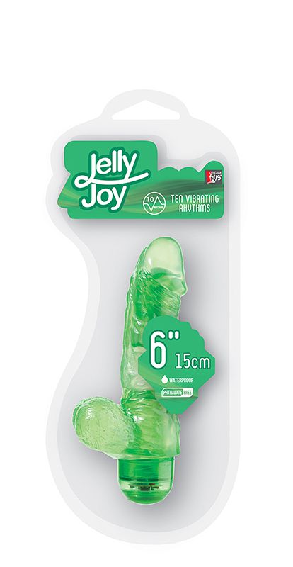 Зелёный гелевый вибраторJELLY JOY 6INCH 10 RHYTHMS GREEN - 15 см. - фото 145074