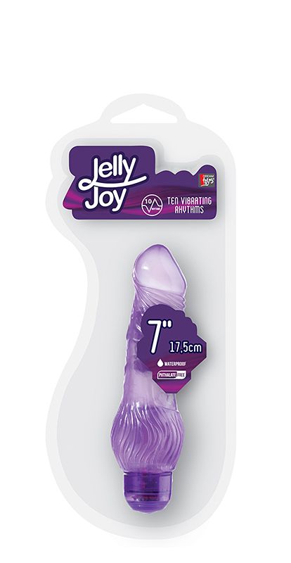 Фиолетовый гелевый вибратор JELLY JOY 7INCH 10 RHYTHMS PURPLE - 17,5 см. - фото 145078
