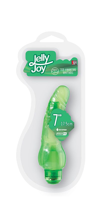 Зелёный гелевый вибратор JELLY JOY 7INCH 10 RHYTHMS GREEN - 17,5 см. - фото 145080
