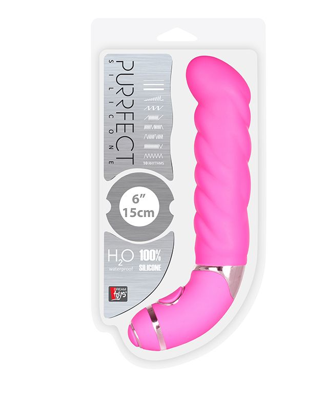 Розовый силиконовый вибростимулятор точки G PURRFECT SILICONE 6INCH 10FUNCTIONS - 15 см. - фото 145096