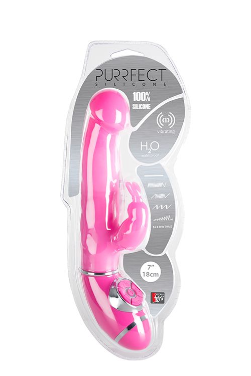 Розовый вибромассажёр типа rabbit из силикона PURRFECT SILICONE 7INCH - 18 см. - фото 145098 Розовый вибромассажёр типа rabbit из силикона PURRFECT SILICONE 7INCH - 18 см. - фото 145098