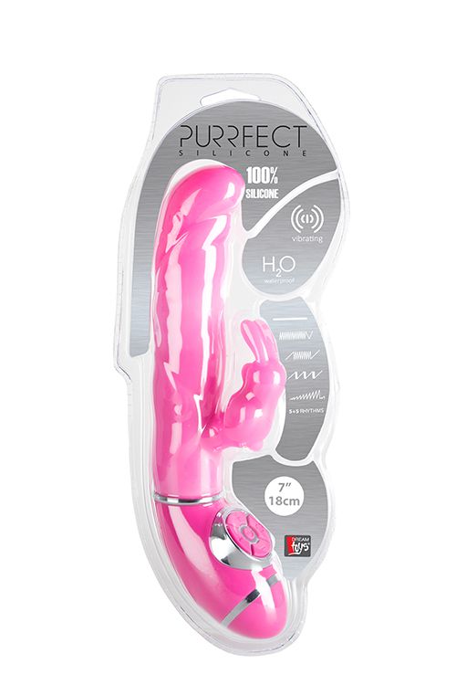 Розовый силиконовый вибратор типа babbit PURRFECT SILICONE 7INCH - 18 см. - фото 145100