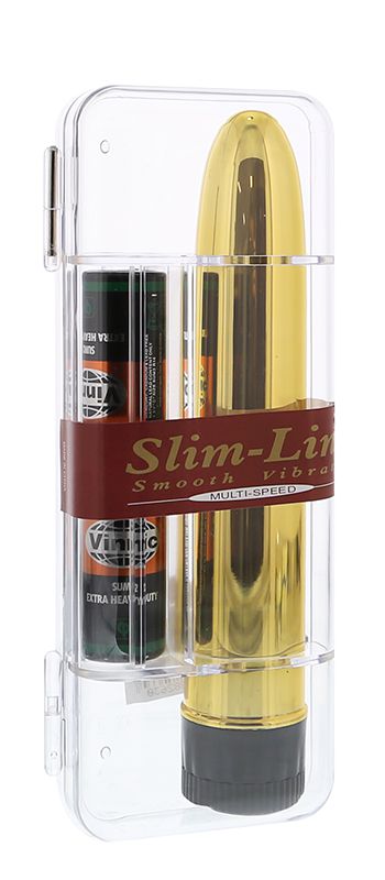 Золотистый классический вибратор с идеально гладкой поверхностью SLIM-LINE VIBRATOR GOLD - 17 см. - фото 145104