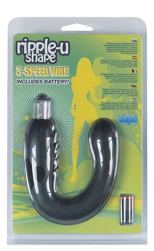 Чёрный вибромассажер g-точки RIPPLE-U SHAPE - фото 145115