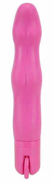 Розовый волнообразный вибромассажёр с колёсиком Magic Dial - 19,5 см. - фото 145125