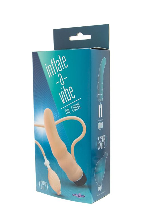 Телесный вибромассажёр с функцией расширения INFLATE A VIBE CURVE - 19 см. - фото 145133