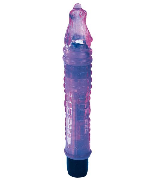 Фиолетовый гелевый вибратор в форме крокодильчика - 19 см. - фото 145175