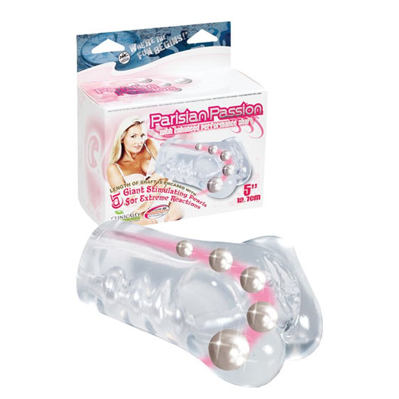 Прозрачный мастурбатор-вагина со стимулирующими бусинами PARISIAN PASSION WITH 5 PEARLS - фото 145196