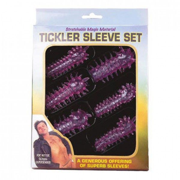 Набор из 6 розовых закрытых насадок с шипами TICKLER JELLY SLEEVE SET - фото 145202