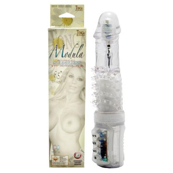 Прозрачный вибратор-ротатор с шипами в основании Modula - 16,5 см. - фото 145246