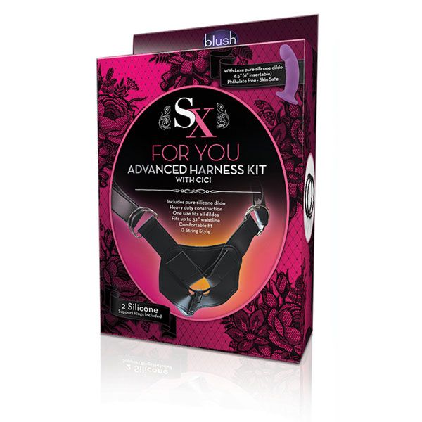 Изогнутый фаллоимитатор с креплением на регулируемом поясе ADVANCED HARNESS KIT WITH CICI - 15 см. - фото 145266