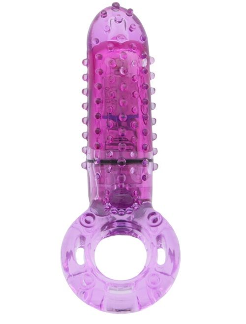 Фиолетовое эрекционное кольцо с вибрацией и пальчиком OYEAH PURPLE - фото 314271