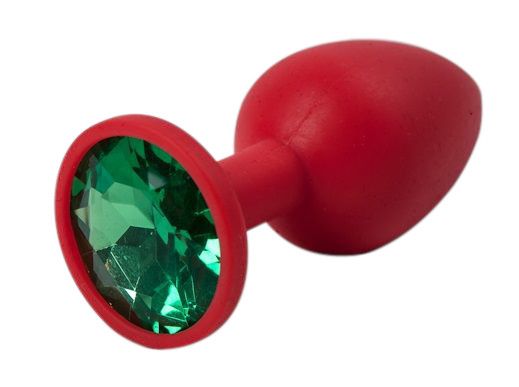 Красная силиконовая пробка с зеленым кристаллом - 7,1 см. - фото 293706