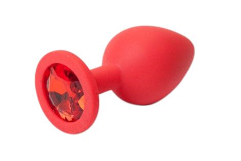 Красная силиконовая пробка с алым стразом - 7,1 см. - фото 145893