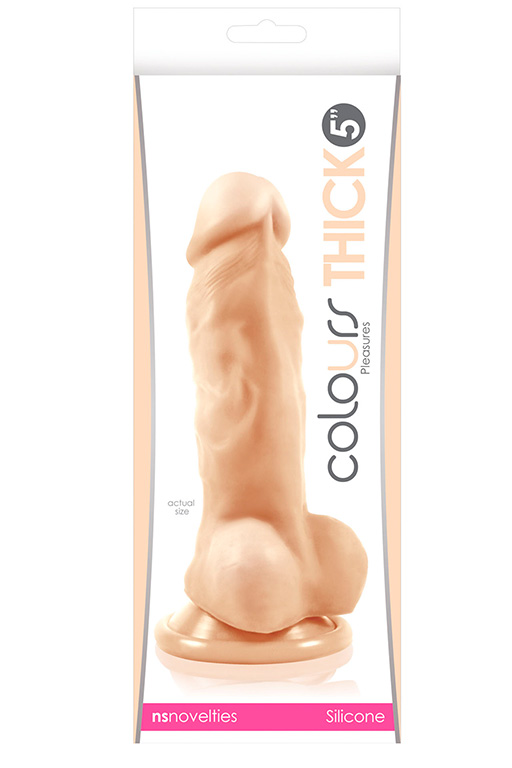 Телесный фаллоимитатор Colours Pleasures Thick 5 Dildo - 18,3 см. - фото 146049