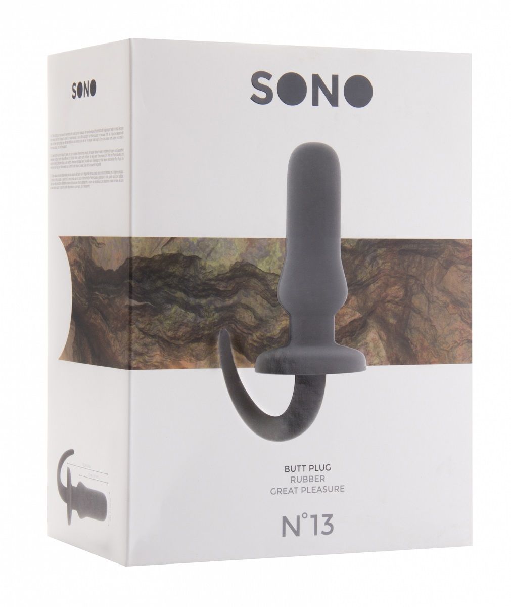 Серая анальная пробка SONO №13 с хвостом - фото 146274