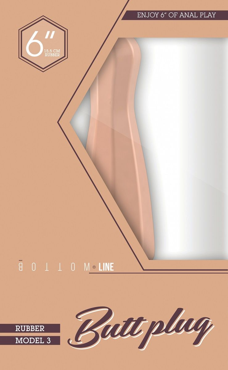 Телесный анальный стимулятор Bottom Line 6 Model 3 Rubber Flesh - 15,5 см. - фото 146284