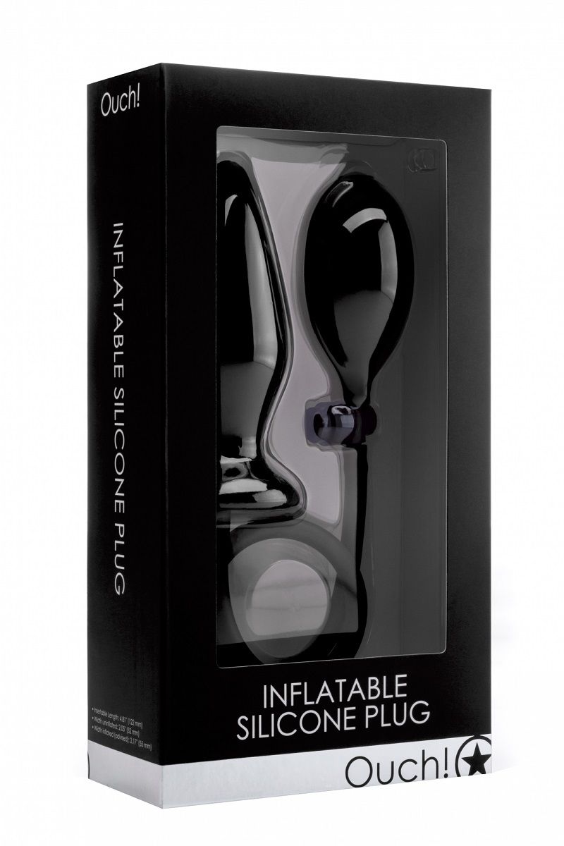 Чёрный анальный стимулятор с грушей OUCH! - 14 см. - фото 146286