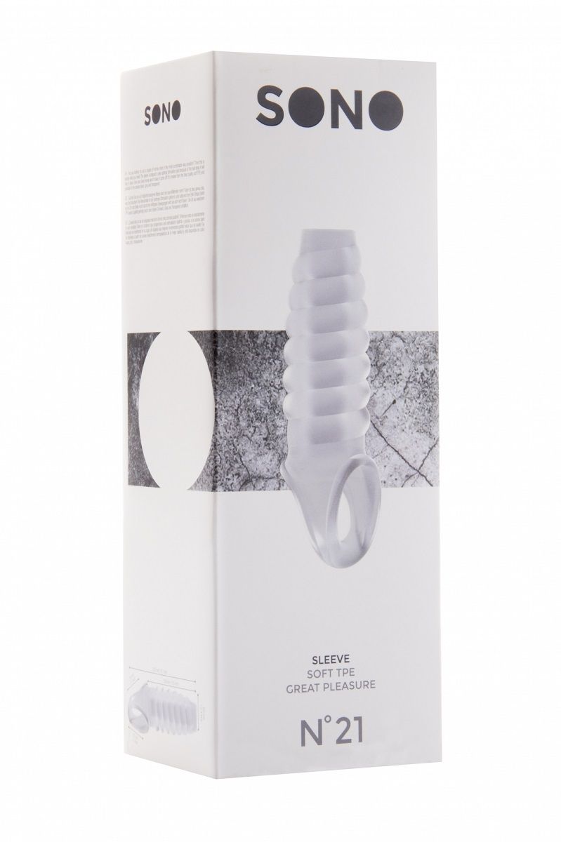 Прозрачная насадка на пенис SONO №21 с открытой головкой - фото 146312