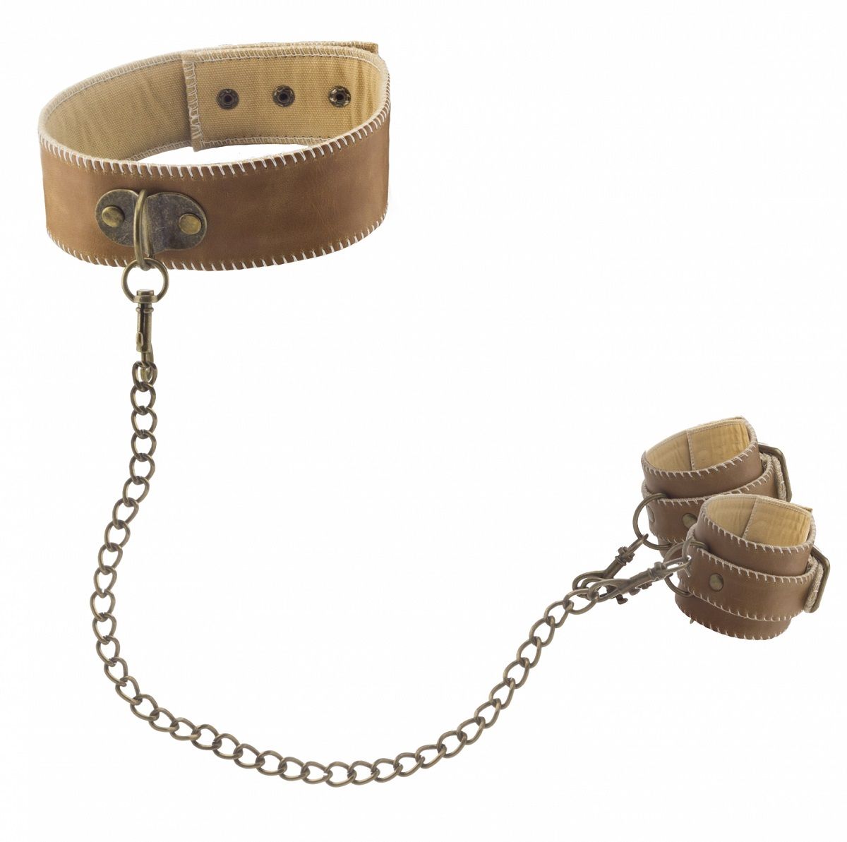 Ошейник с наручниками OUCH! Brown - фото 146334