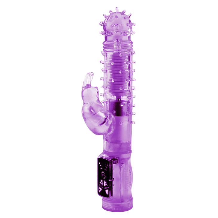 Фиолетовый хай-тек вибратор Happy Bunny - 22,5 см. - фото 146554