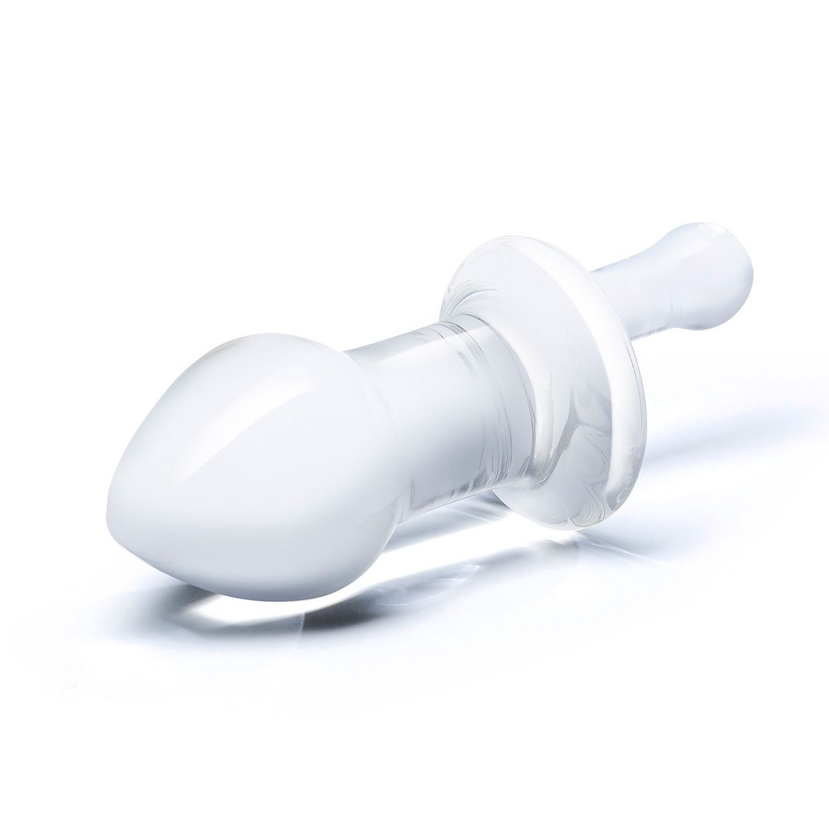 Прозрачный стеклянный анальный плаг с ручкой - 12 см. - фото 146553