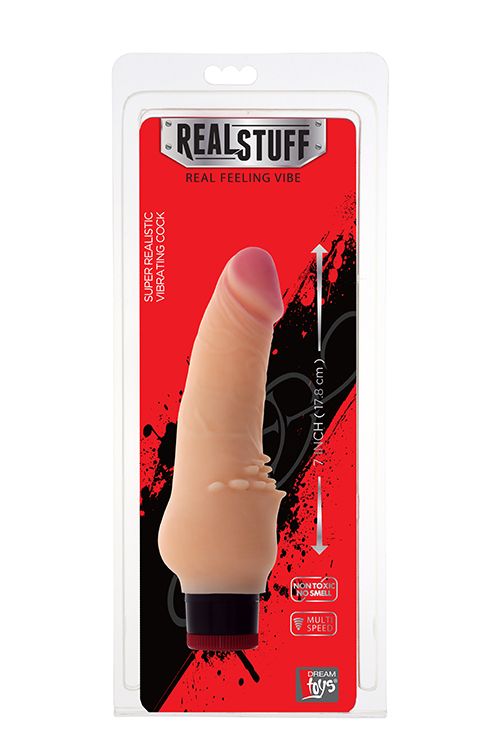 Реалистичный вибратор с мягкими шипами для внешней стимуляции REALSTUFF 7INCH VIBRATOR - 17,8 см. - фото 146584