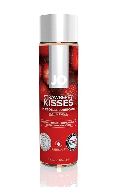 Лубрикант на водной основе с ароматом клубники JO Flavored Strawberry Kiss - 120 мл. - фото 146960