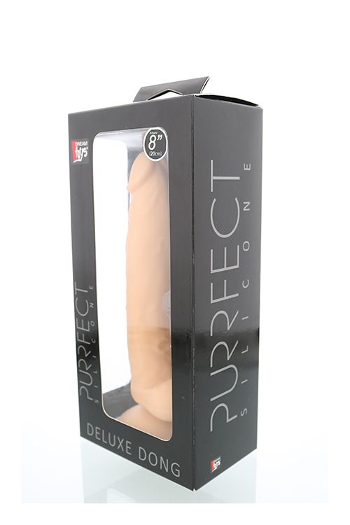 Телесный фаллоимитатор на присоске PURRFECT SILICONE DELUXE DONG 8INCH - 20 см. - фото 182754