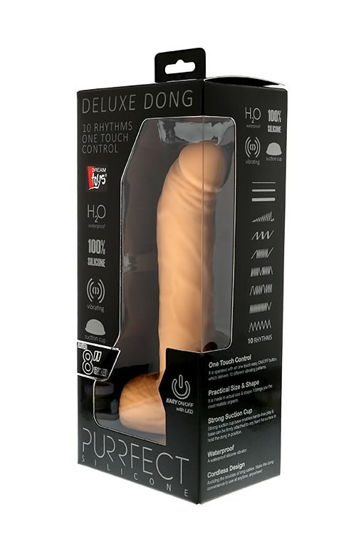 Телесный вибратор из силикона с кнопкой в основании ствола PURRFECT SILICONE DELUXE ONE TOUCH 8INCH - 20 см. - фото 183078 Телесный вибратор из силикона с кнопкой в основании ствола PURRFECT SILICONE DELUXE ONE TOUCH 8INCH - 20 см. - фото 183078