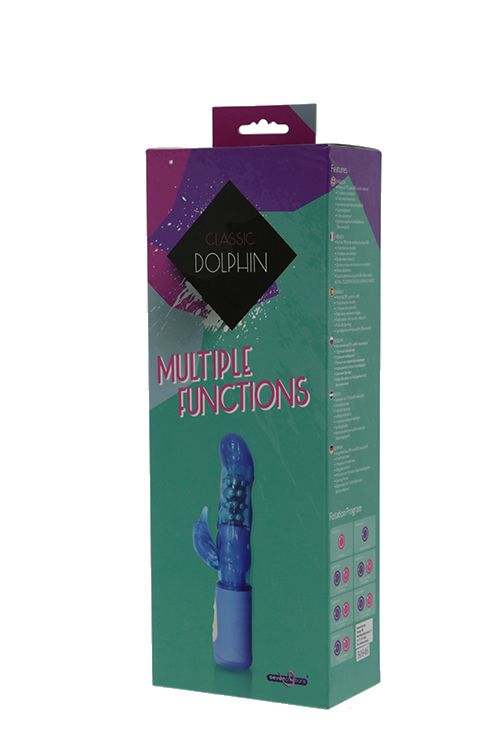 Синий вибратор с клиторальным стимулятором CLASSIC DOLPHIN - 24 см. - фото 147054 Синий вибратор с клиторальным стимулятором CLASSIC DOLPHIN - 24 см. - фото 147054
