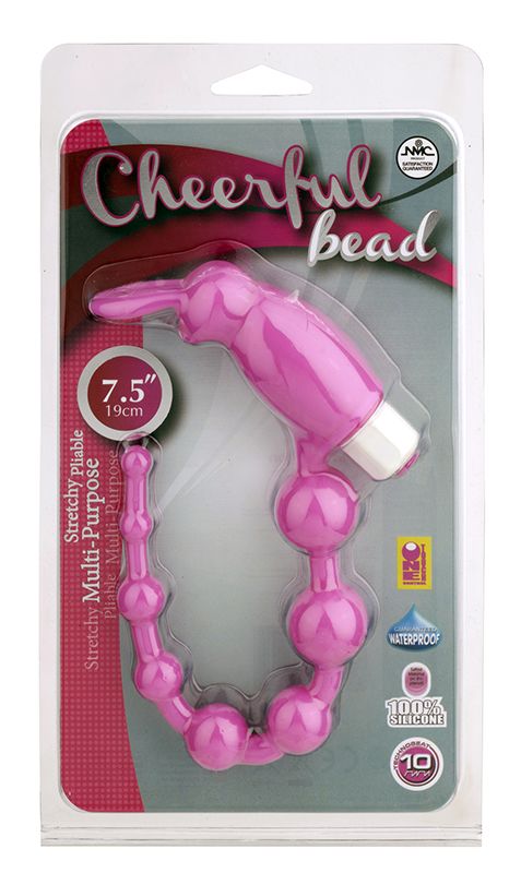 Розовая анальная цепочка с виброзайкой на кончике CHEERFUL BEAD RABBIT - фото 147076 Розовая анальная цепочка с виброзайкой на кончике CHEERFUL BEAD RABBIT - фото 147076