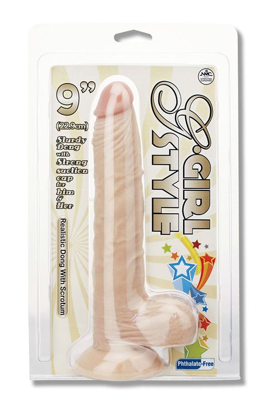 Телесный фаллоимитатор G-GIRL STYLE 9INCH DONG WITH SUCTION CAP - 22,8 см. - фото 147082