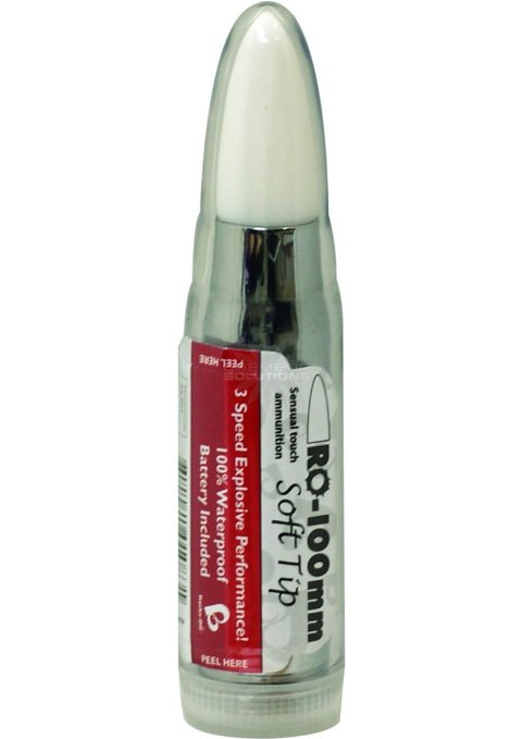 Серебристая вибропуля с белым силиконовым кончиком RO-100MM SOFT TIP - фото 147102