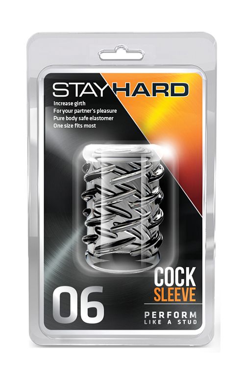 Прозрачная насадка с объёмными чёрточками STAY HARD COCK SLEEVE 06 CLEAR - фото 147114 Прозрачная насадка с объёмными чёрточками STAY HARD COCK SLEEVE 06 CLEAR - фото 147114